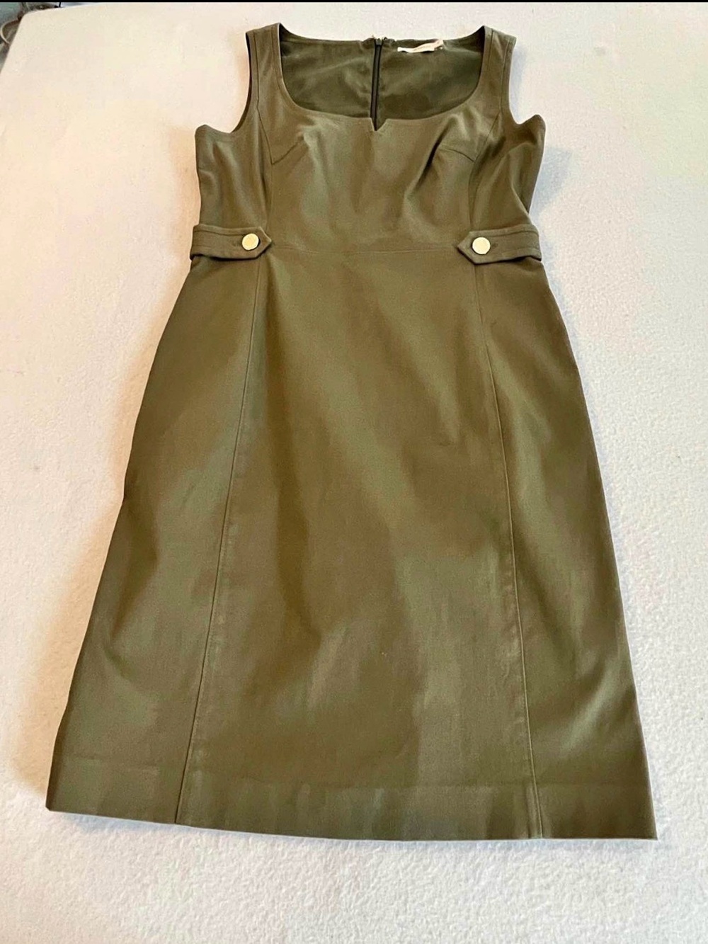 Tory Burch Olive Green Sleeveless Sheath Dress
